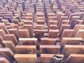 Close-Up of Stacked Wooden Planks Forming Repetitive Timber Layers Royalty Free Stock Photo