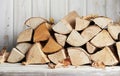 Stacked woodpile of dried wooden logs Royalty Free Stock Photo