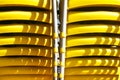 Stacked Yellow Chairs Close-up Royalty Free Stock Photo