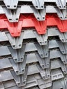 Stacking Gray and Red Plastic Boxes Textures Royalty Free Stock Photo
