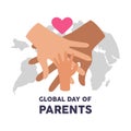 Stacking hand family with love. Global day of parents.