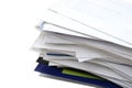 Stacking of letter mails on white on white background Royalty Free Stock Photo