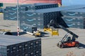 Stacking operation of Amazon Prime containers at Port of Everett