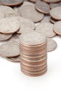 Stacking quarters Royalty Free Stock Photo