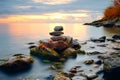 Stacking stones in nature, an alternative treatment for inner calm