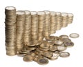 Stacks of 1 Euros Coins Royalty Free Stock Photo