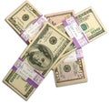 Stacks of 50 and 100 Dollar American bills Royalty Free Stock Photo