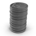 Stacks of american dime coins isolated on white. 3D illustration Royalty Free Stock Photo