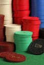 Stacks of antique poker chips Royalty Free Stock Photo