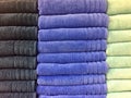 Stacks of blue and green towels Royalty Free Stock Photo