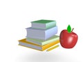 Stacks of books with pencil and apple Royalty Free Stock Photo