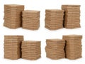 Stacks of brown cardboard boxes isolated on white background Royalty Free Stock Photo