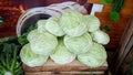 Pile of Cabbage Vegetables sale in traditional markets Royalty Free Stock Photo