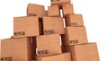 Stacks of cardboard boxes on white background Royalty Free Stock Photo
