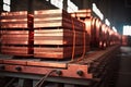 Stacks of cathode copper sheets