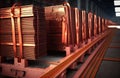 Stacks of cathode copper sheets Royalty Free Stock Photo