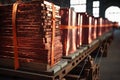 Stacks of cathode copper sheets