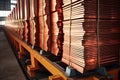 Stacks of cathode copper sheets