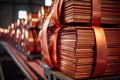 Stacks of cathode copper sheets