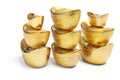 Stacks of Chinese Gold Ingots Royalty Free Stock Photo