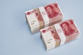 Stacks of chinese 100 Yuan bills Royalty Free Stock Photo