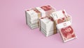 Stacks of chinese 100 Yuan bills Royalty Free Stock Photo