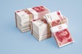 Stacks of chinese 100 Yuan bills