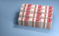 Stacks of chinese 100 Yuan bills. Royalty Free Stock Photo