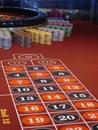 Stacks of chips for a roulette game in the casino of onboard a cruise ship Royalty Free Stock Photo