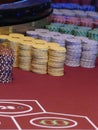 Stacks of chips for a roulette game in the casino of onboard a cruise ship Royalty Free Stock Photo