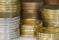 Stacks of coins ,concept idea for business finance creative photo.Close up. Royalty Free Stock Photo