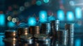 Stacks of Coins and Financial Graph.AI generated image Royalty Free Stock Photo