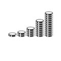 Stacks of coins icon black illustration isolated sign symbol for web, modern minimalistic flat design vector on white background. Royalty Free Stock Photo