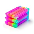 Stacks of colorful dominoes isolated on a white background