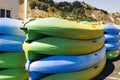 Stacks of Colorful Kayaks Royalty Free Stock Photo