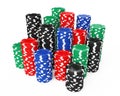 Stacks of Colorful Poker Casino Chips. 3d Rendering Royalty Free Stock Photo