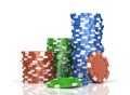 Stacks colorful poker chips