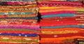 Stacks of colorful Sari wraps