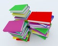 Stacks of coloured books