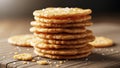 Stacks of Crackers on Wooden Table Royalty Free Stock Photo