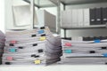 Stacks of documents with paper clips Royalty Free Stock Photo