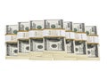 Stacks of 100 dollar bills isolated on white Royalty Free Stock Photo