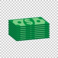 Stacks of dollar cash. Vector illustration in flat design on iso Royalty Free Stock Photo