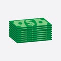 Stacks dollar cash. Vector illustration in flat design on white Royalty Free Stock Photo