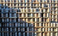 Stacks of beer kegs UK 2014