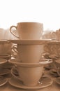 Stacks of empty coffee cups Royalty Free Stock Photo