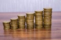 Stacks of euro golden coins Royalty Free Stock Photo