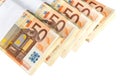 Stacks of fifty euro banknotes Royalty Free Stock Photo