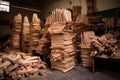 stacks of finished cricket bats ready for shipping