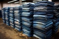 stacks of finished jeans ready for shipment